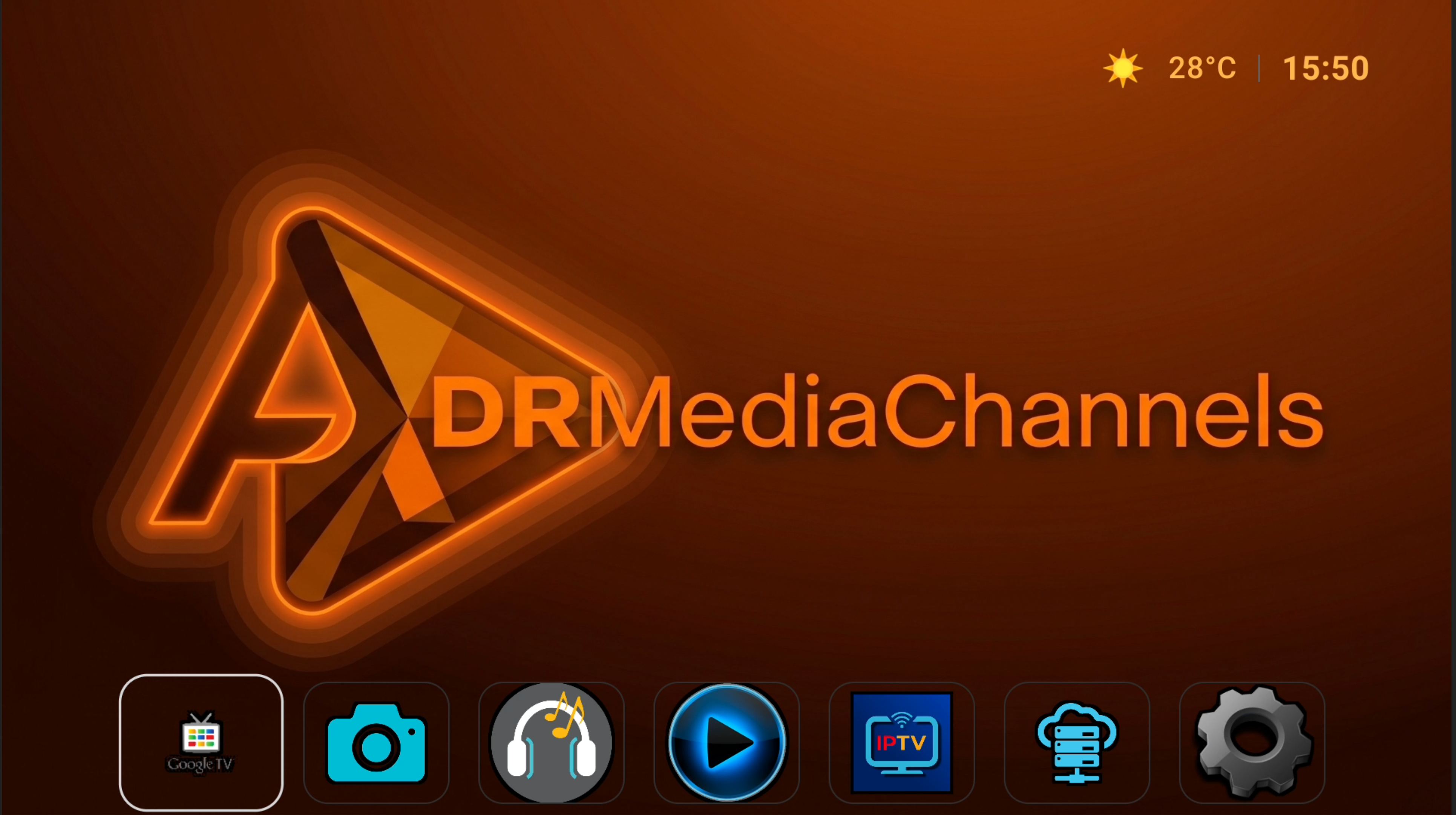 Pantalla de inicio de ADRMediaChannels en Android TV